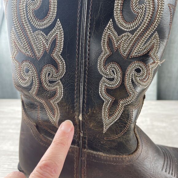 VTG Double H Boots Men\'s 7M Brown Patina Cowboy Western Oil Resistant DH1702 main image 10